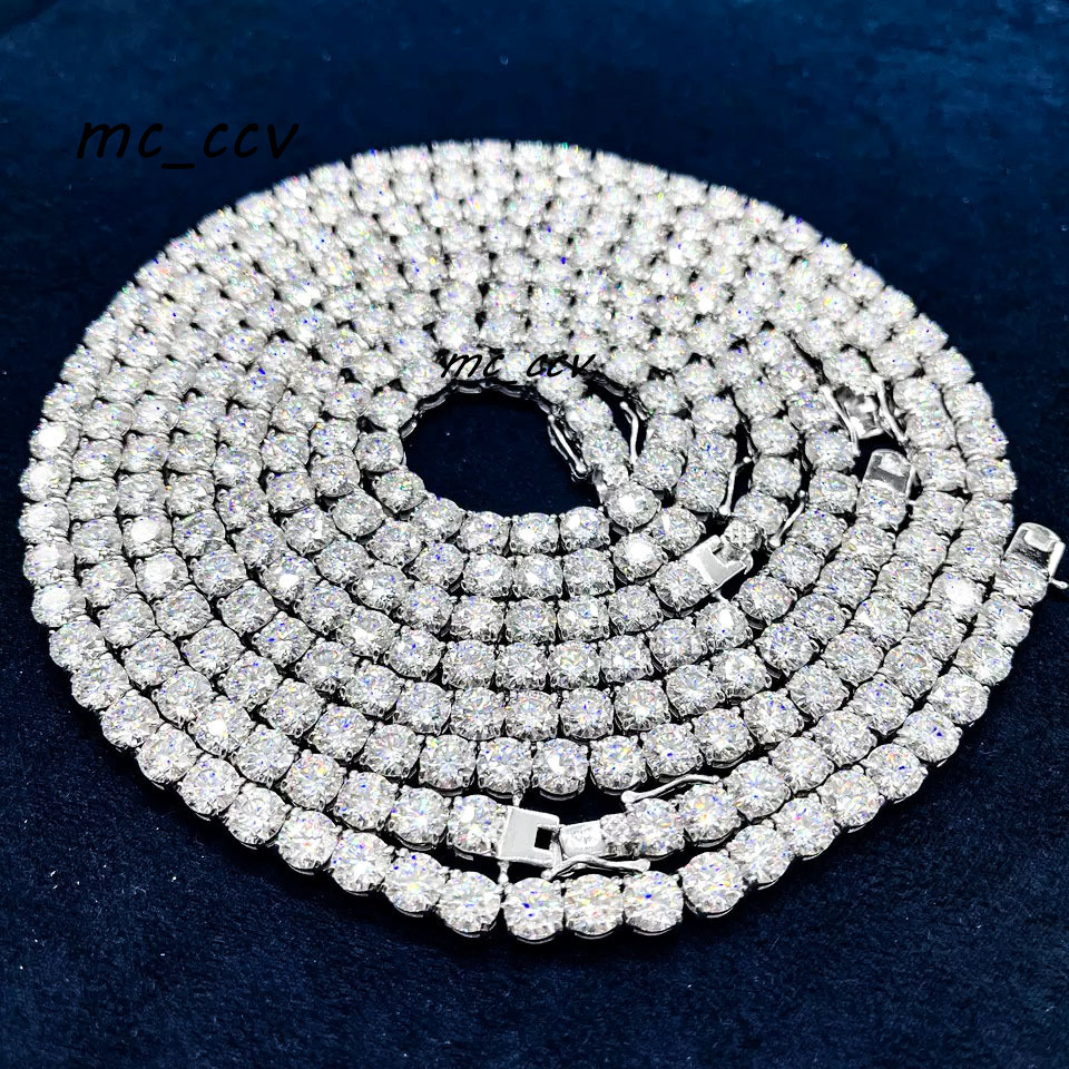 Fine Moissanite Jewelry 65MM With 925 Sterling Silver D Vvs1 Diamond Necklaces Moissanite Tennis Chain Bracelets for Men Women