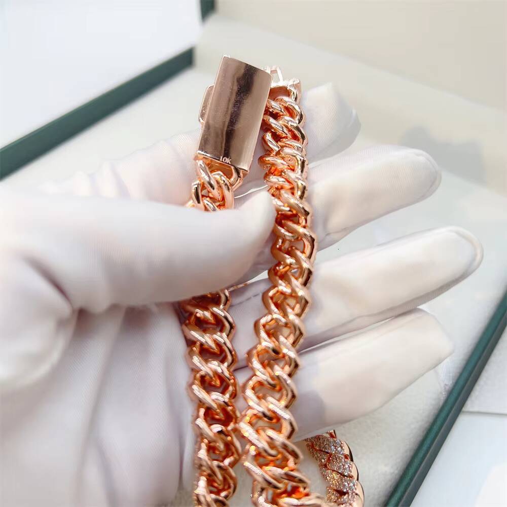 Custom Made Real Gold Plating 925 Silver Necklace VVS Moissanite Cuban Link Chain Hip Hop Jewelry Iced Out Cuban Chain Necklace