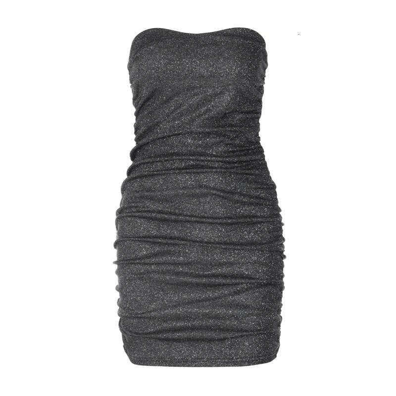 2025 Spring New Fashion Sexy V-neck Strapless Backless Ruched Dress