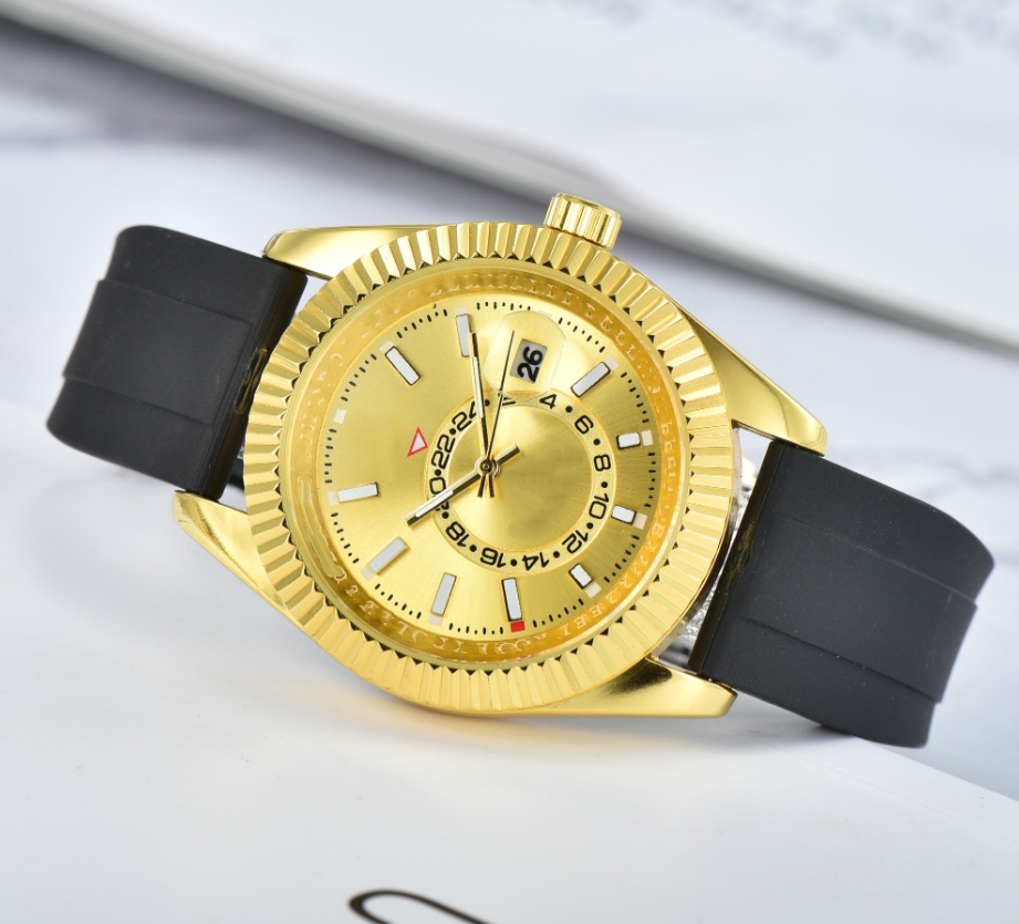 Mens SKY DWELLER Automatic quartz Movement watch multifunction Wristwatch Designers Men Watches Stainless Steel Strap Gold Wristwatches Montre de luxe #155