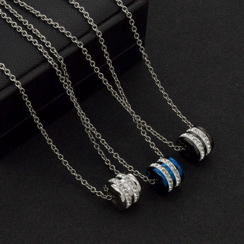 DH collections: Titanium - steel Cylindrical Korean - style Couple Pendant Trendy Collarbone Chain