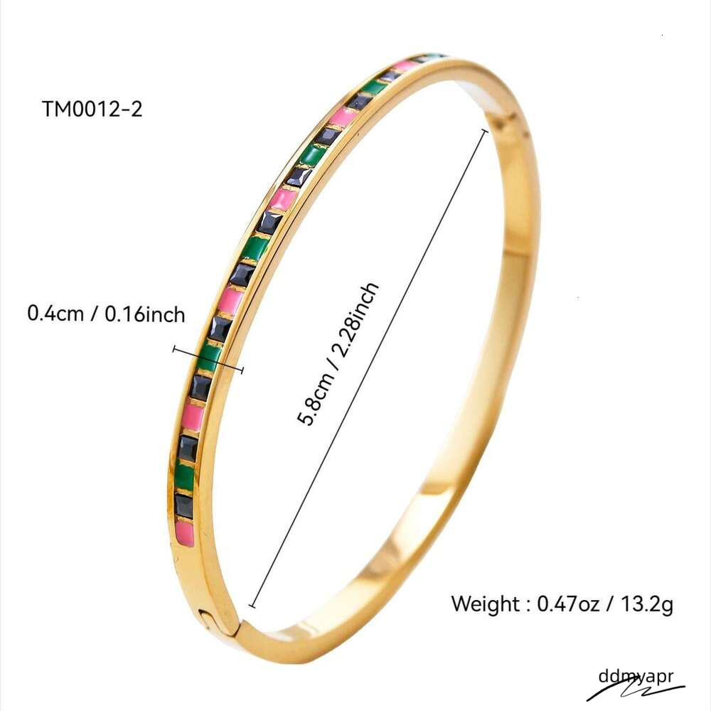 Dhcollections Gold Plated Geometric CZ Bracelet - Minimalist Stainless Steel Ddmydec Bangle For Women | Hypoallergenic Fashion Jewelry (58G) Ddmydec D