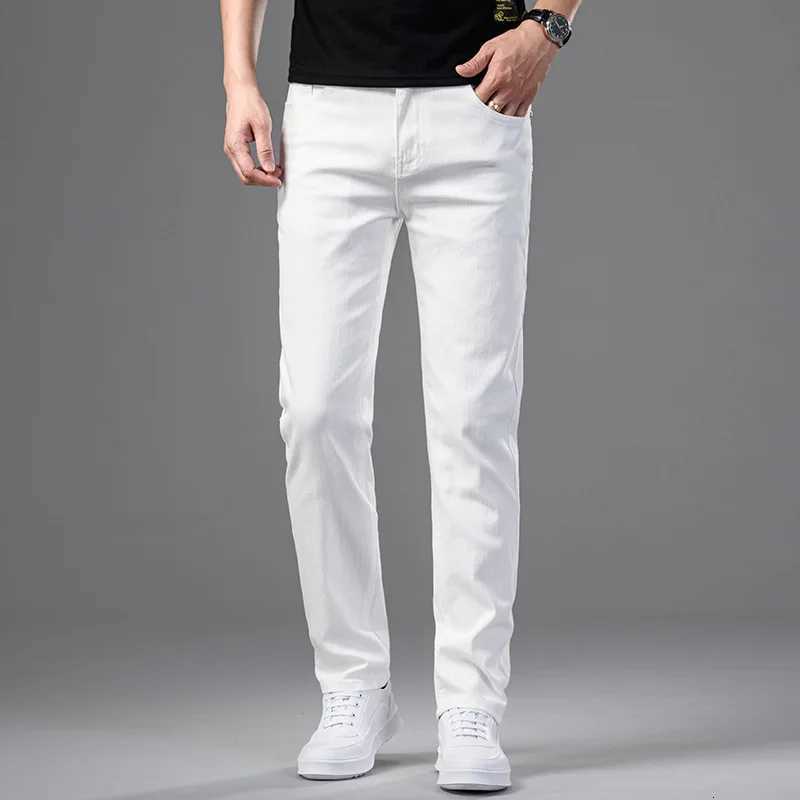 New Men Stretch Skinny Jeans Fashion Casual Slim Fit Denim Trousers White Pants Male Brand Clothes Business jeans for men Chinos W250905