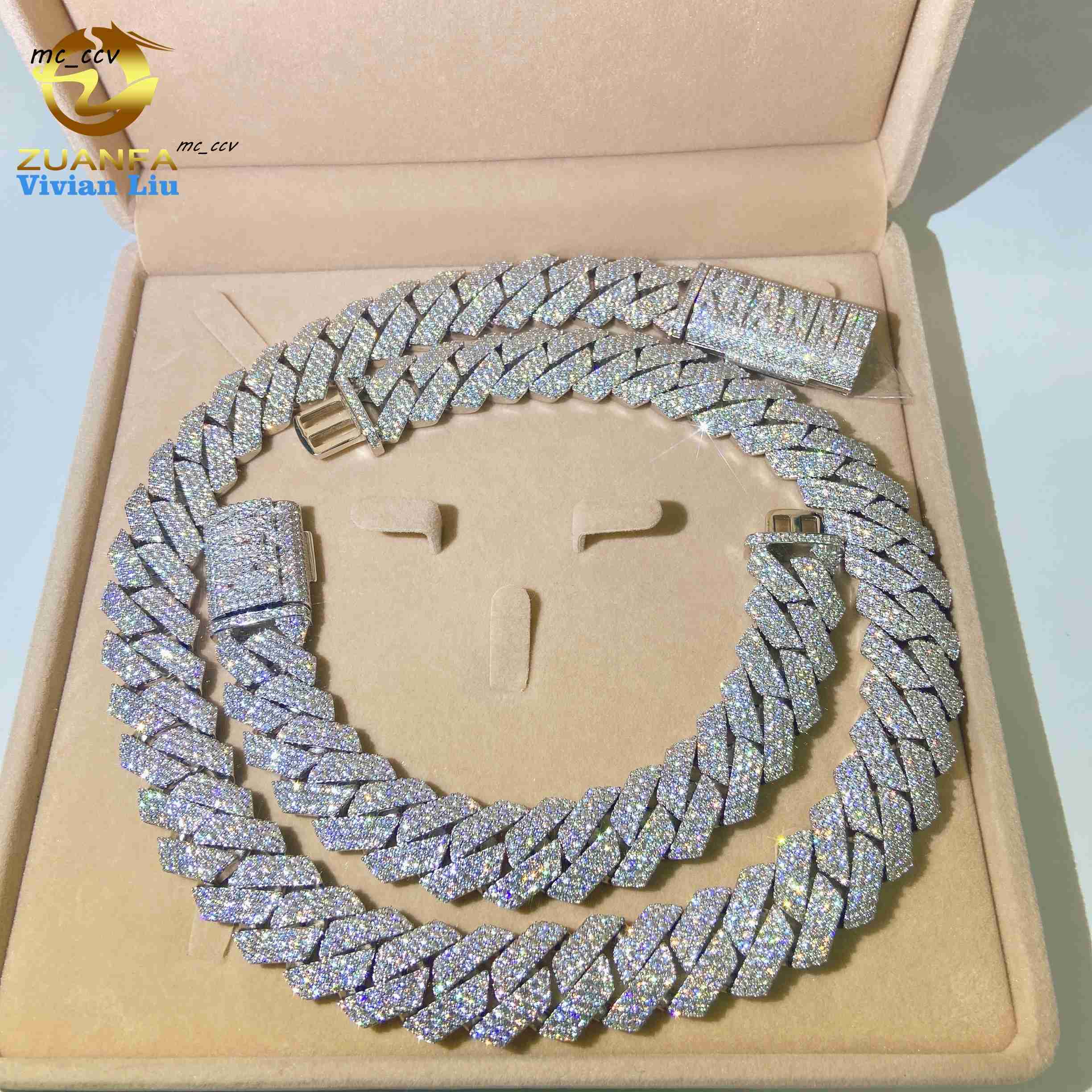 15MM 18MM 20MM Heavy Big Cuban Necklace Bracelet Custom Hip Hop Jewelry Moissanite Iced Out Diamond 925 Cuban Link Chain