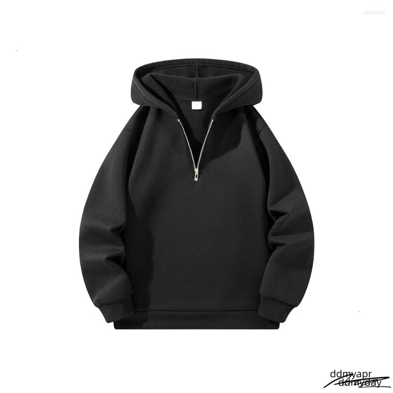 Cotton Men's Hoodies Half Zipper Ddmyday Hooded Solid Color Long Sleeve Sweatshirts Autumn ddmyday Loose Sport Warm Sweats Fashion Casual Pullove