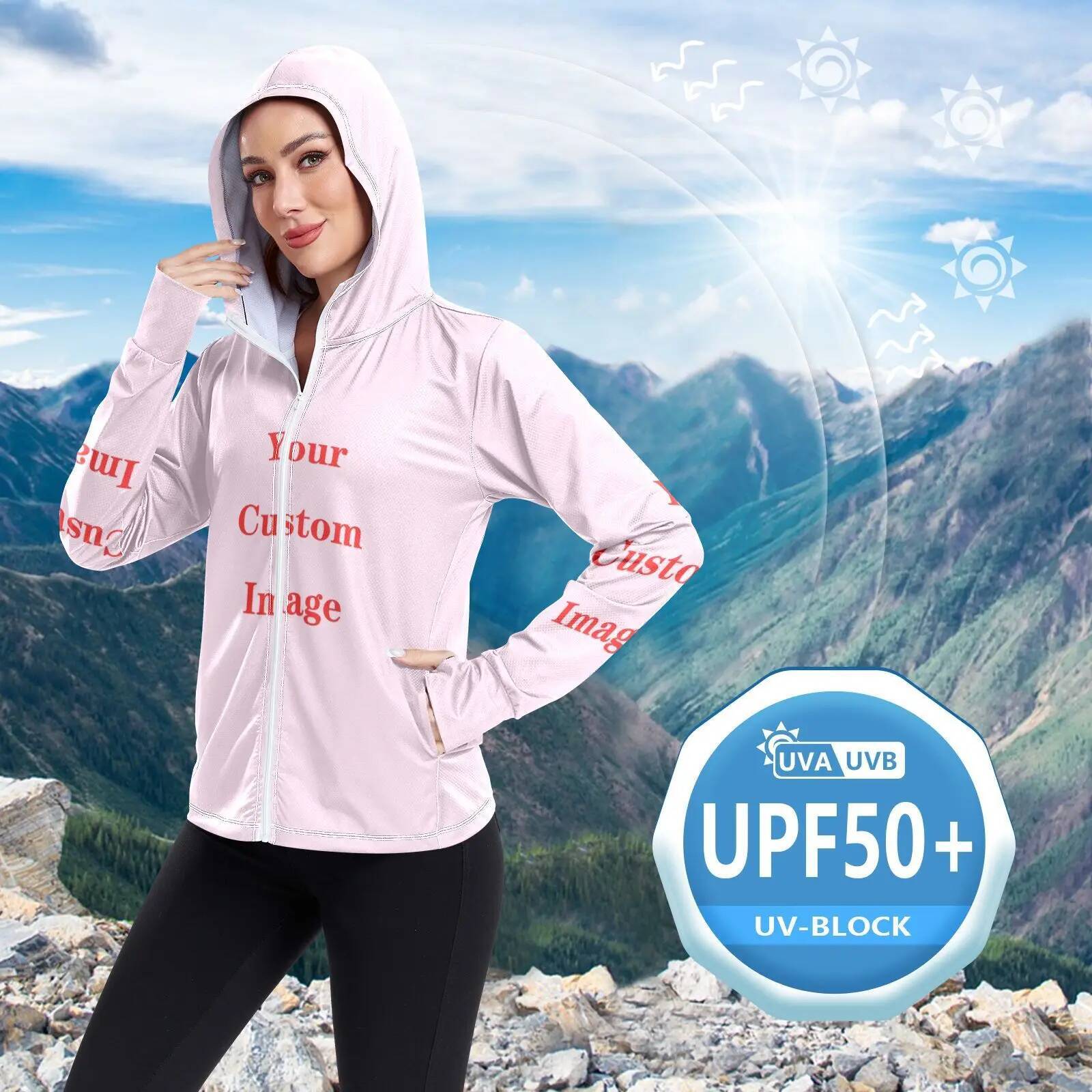 Sunscreen Hoodie UPF 50 Protection Tops Women Ice Silk Breathable Ultrathin Jacket Outdoor Quick Dry Fishing Running Coat Custom