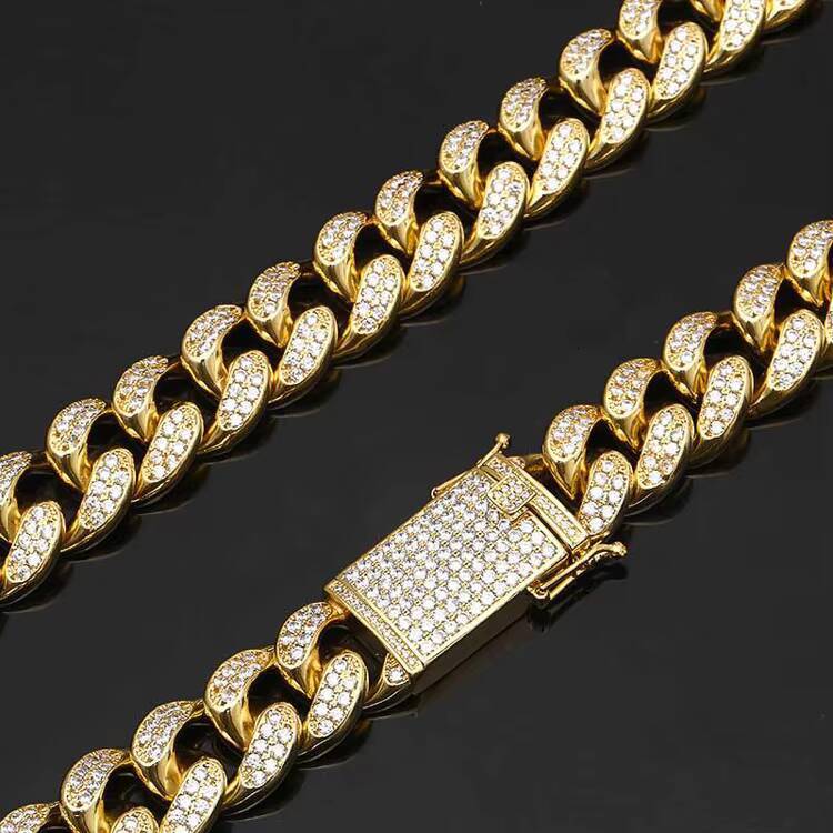 GZYSY JEWELRY Hip Hop Jewelry Vendors 19mm Iced Out Necklace Gold Heavy Diamond Necklace Cuban Link Chain