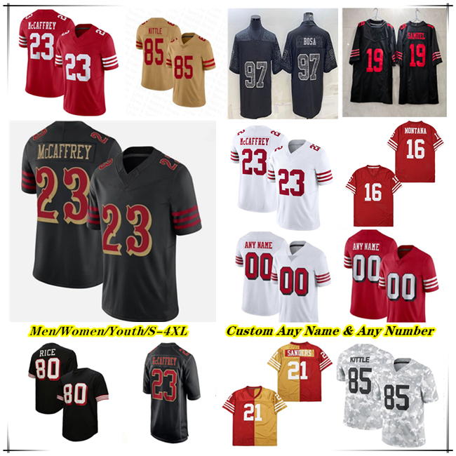 American Football Jersey Brock Purdy Christian McCaffrey Brandon Aiyuk George Kittle Nick Bosa Fred Warner Mykel Williams Mac Jones Isaac Guerendo Jauan Jennings