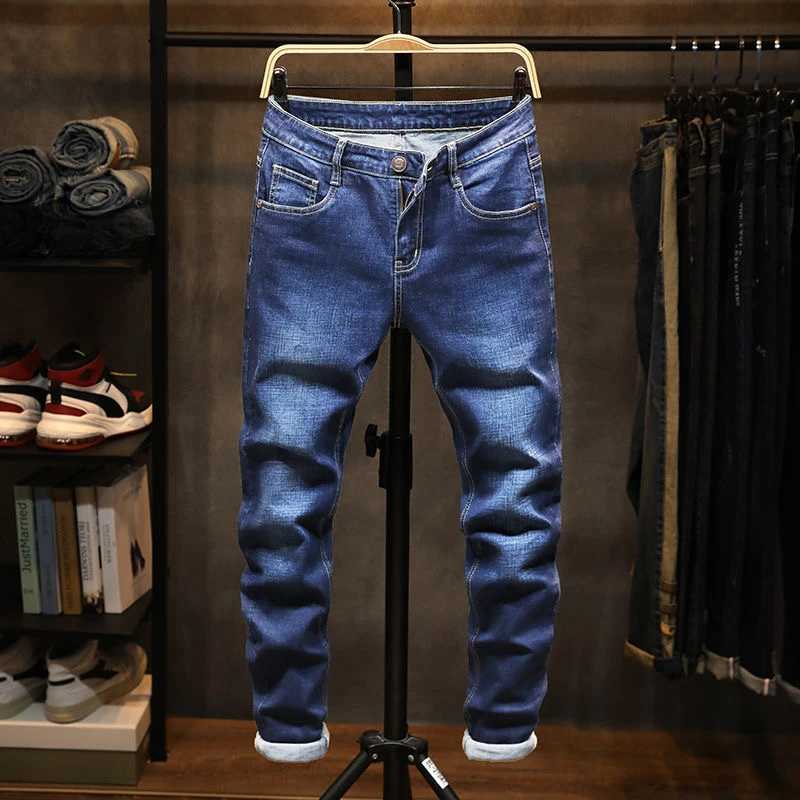 2023 Spring and Autumn New Classic Fashion Solid Color Elastic Small Foot Pants Mens Casual Slim Comfortable HighQuality Jeans W250905