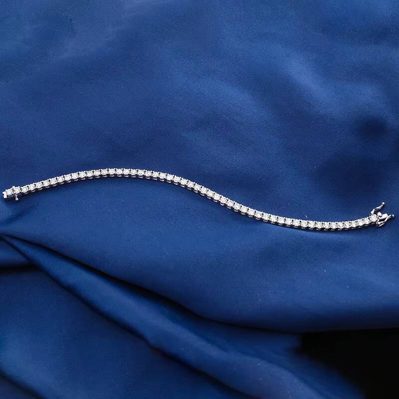 4mm Pass Test Ice Out Moissanite Silver 925 Jewelry Sterling Silver Bracelet D Color Moissanite Tennis Chain Iced Out Bracelet