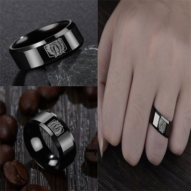 Anime Trendy Charm Attack on Titan Investigation Corps Ring Wings of Freedom rings Levi Ackerman Party Jewelry 250904