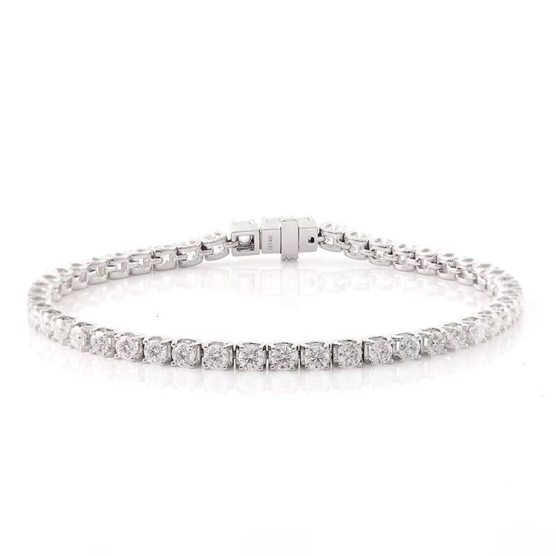 Moissanite Jewelry Round Shape Diamond Tennis Bracelet 925 Silver White Gold Plate Moissanite Chain Tennis Bracelet