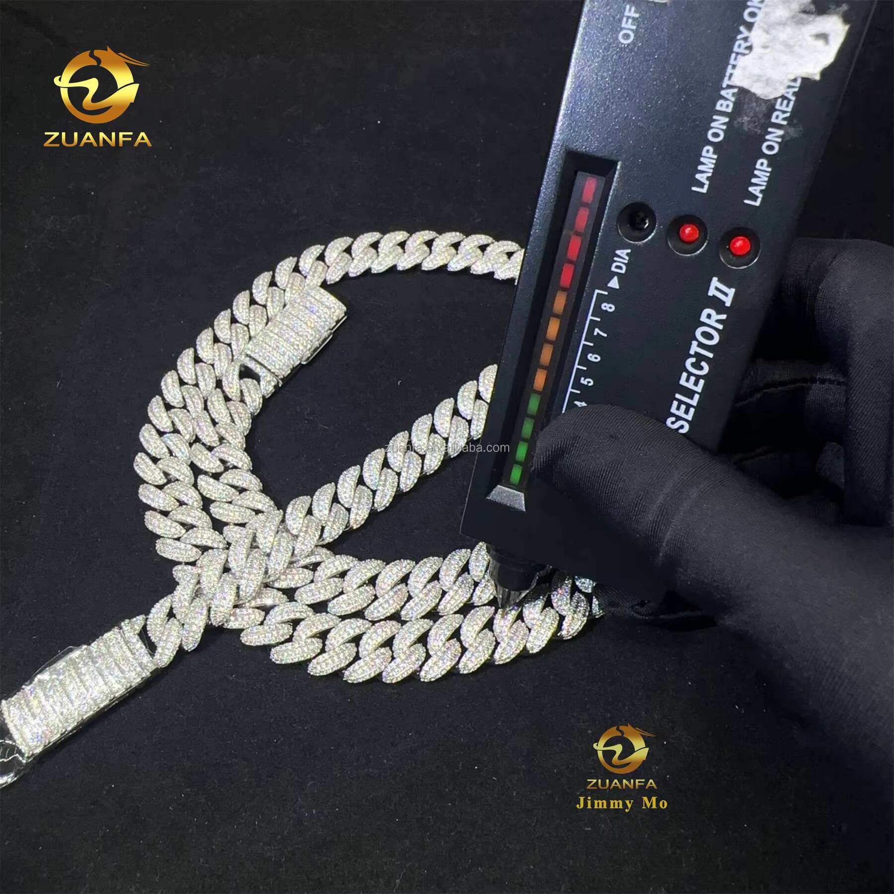 GRA Certificate Popular 925 Solid Silver 13mm Moon Shape Big Guy Buss Down Iced Out Hip Hop Moissanite Miami Cuban Link Chain