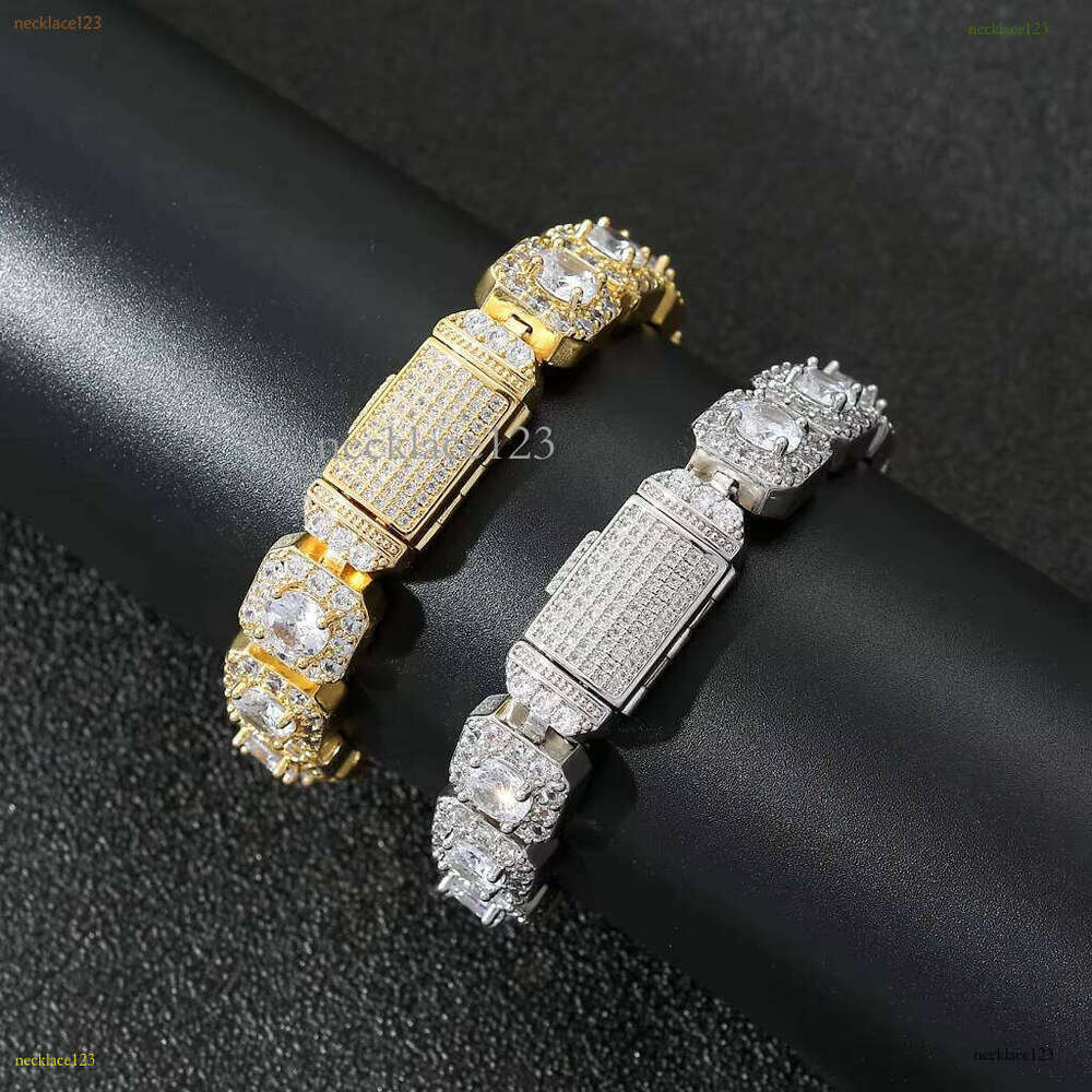 BES 13mm CZ Baguette Design for Men Women Rapper Bracelet with Gold Rhodium Plating Jewelries