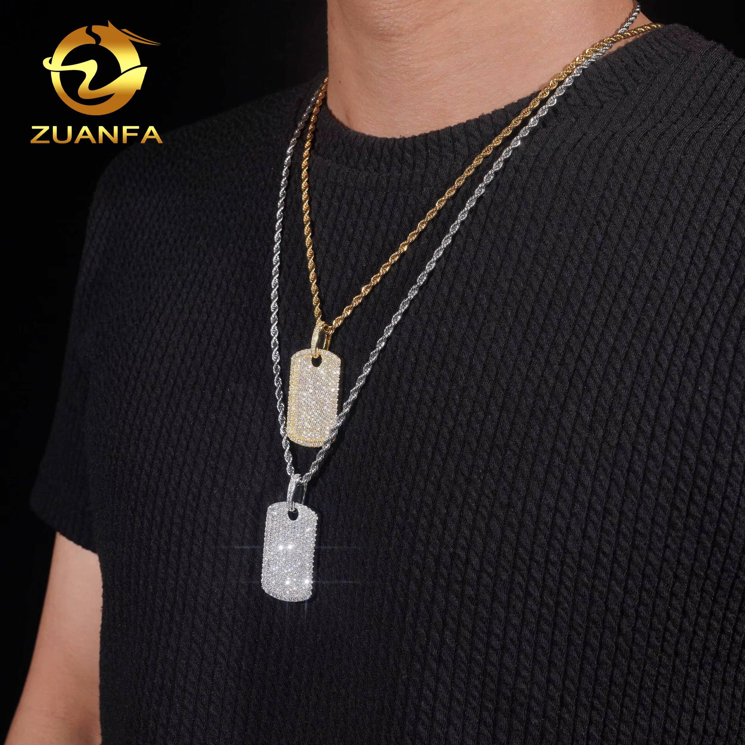 USA Stock 925 Solid Silver Moisssanite Tag Cross Pendant Hip Hop Jewelry Iced Out Moissanite Pendant Pass Diamond Tester