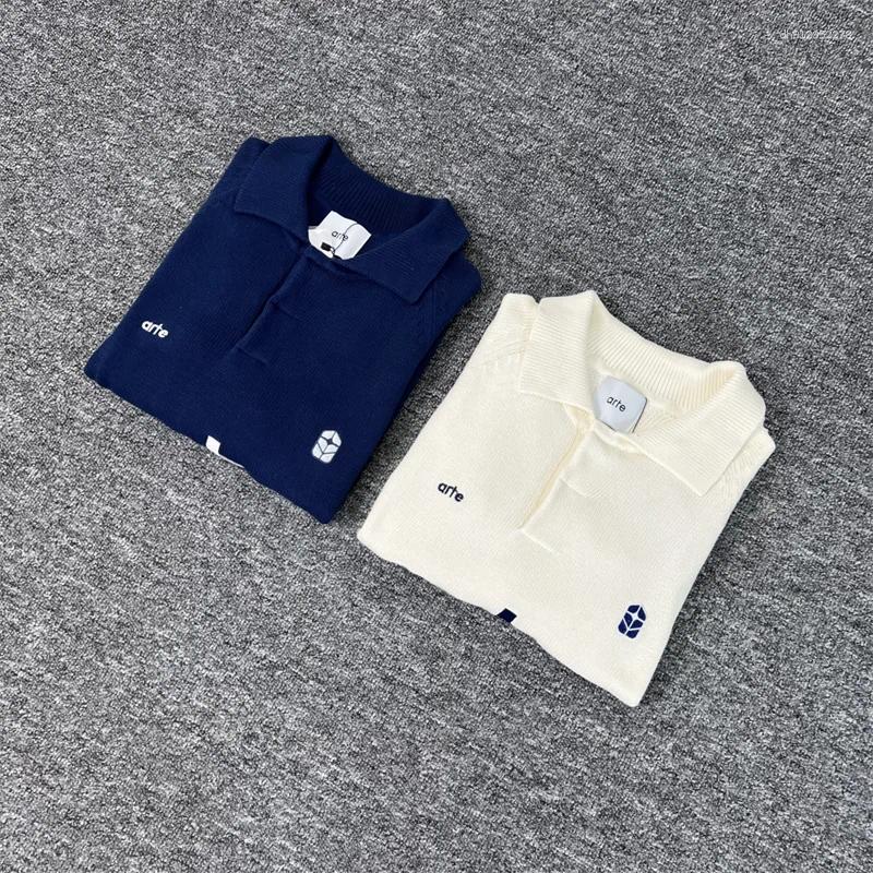 Men's Hoodies Casual Arte Knit Sweaters Men Women 1:1 High Quality Apricot Lapel Pullovers