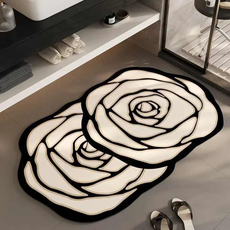 Luxurious 2025 New Flower Shaped Bathroom Floor Mat Diaponite Mud Quick Drying Anti Slip Footpad SkinFriendly Fabric Decoration Carpet Y251105