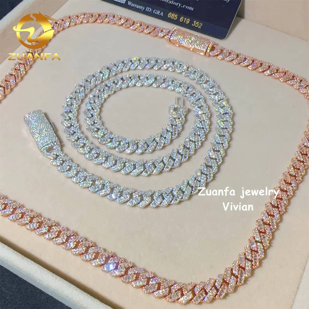 8mm D Color VVS Moissanite Diamond Iced Out Sterling Silver 925 Hip Hop Fine Jewelry Cuban Link Chain Necklace