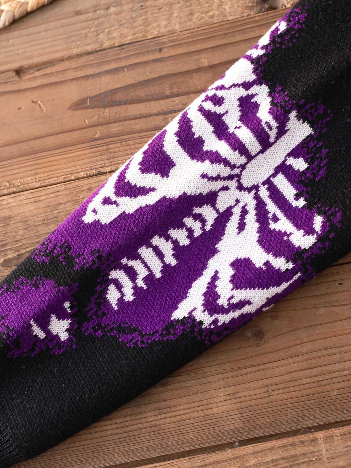 Street Style Halloween Skeleton Pattern Sweater Knitted pulloverSuitable for FESTival Daily Spring Autumn Winter Z250905