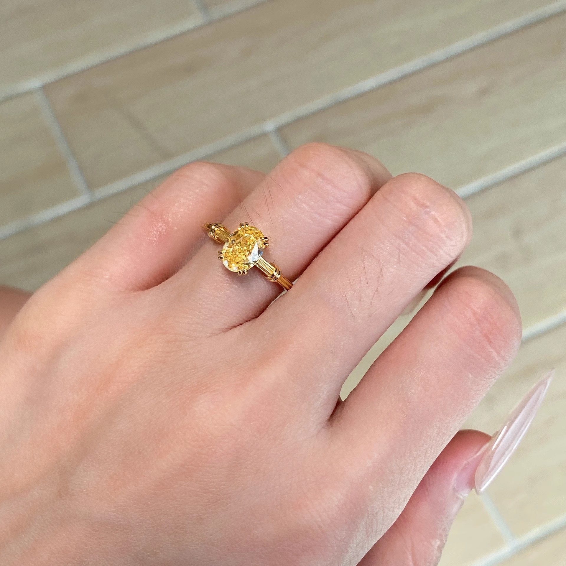 2025 Ins Top Sell Wedding Rings Luxury Jewelry 18K Gold Fill Oval Cut Yellow 5A Cubic Zircon CZ Diamond Gemstones Party Elegant Women Open Ring Adjust