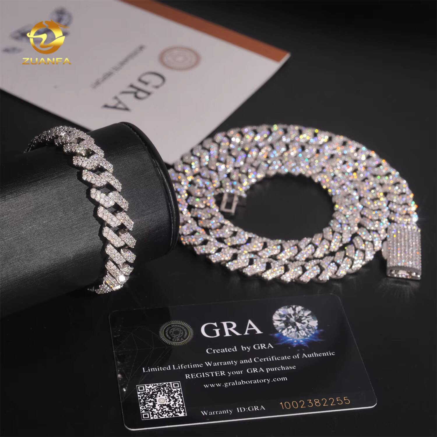 Ready to Ship Iced Out 12mm 2 Rows Cuban Link Chain 925 Sterling Silver Moissanite Diamond Hip Hop Jewelry