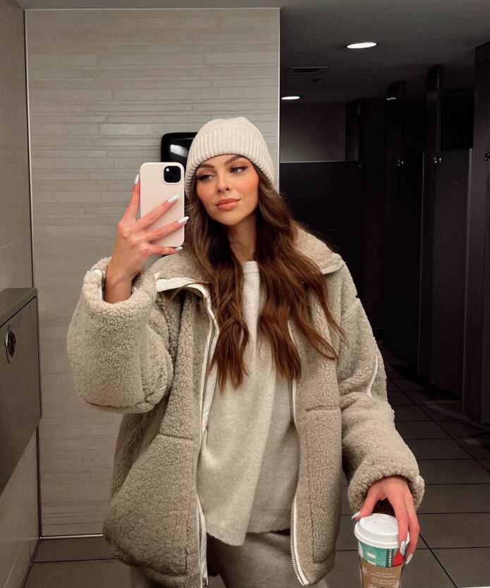 Women's Jackets Faux Lamb Wool Coat Women Winter Casual Long Sleeve Fleece Female Vintage Fashion High Street Zipper Oversized Outerwear