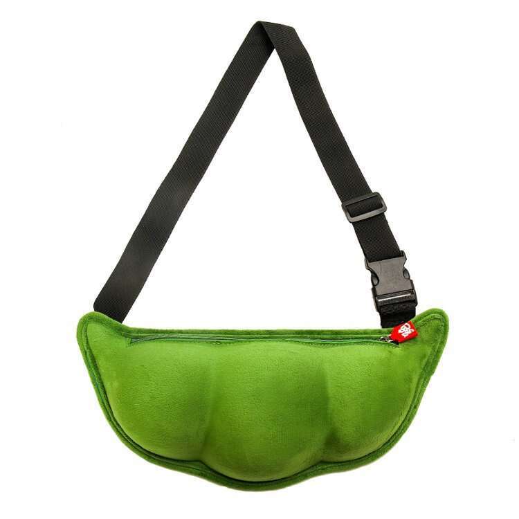 2025 New Women's Large Capacity Soft Plush Shoulder Student Cute Pea Chest Bag