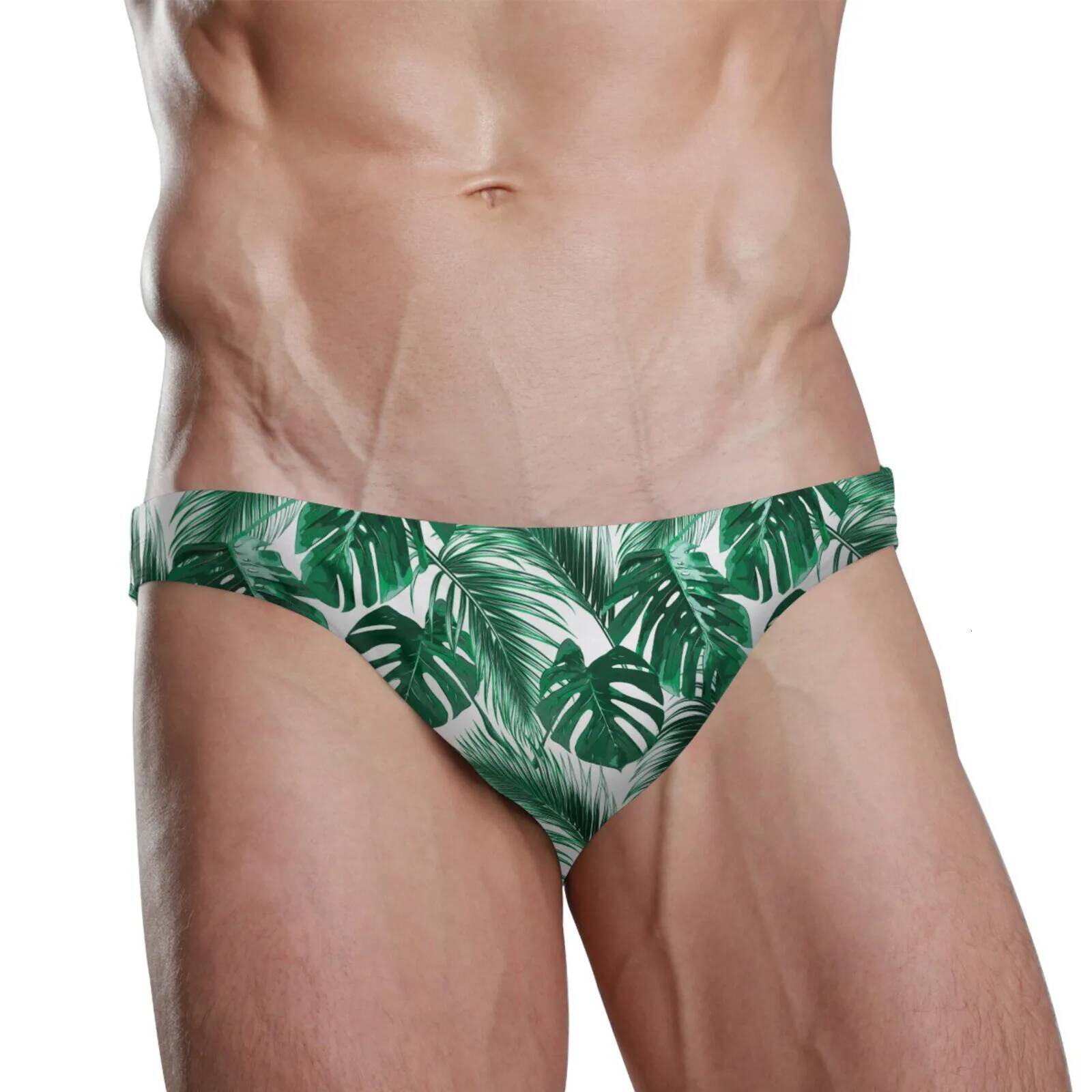 Men's Underwear Swim Trunks 2025 New Mens Swimsuit Sexy Men Briefs Beach Sports Palm-Tree Swimming Shorts