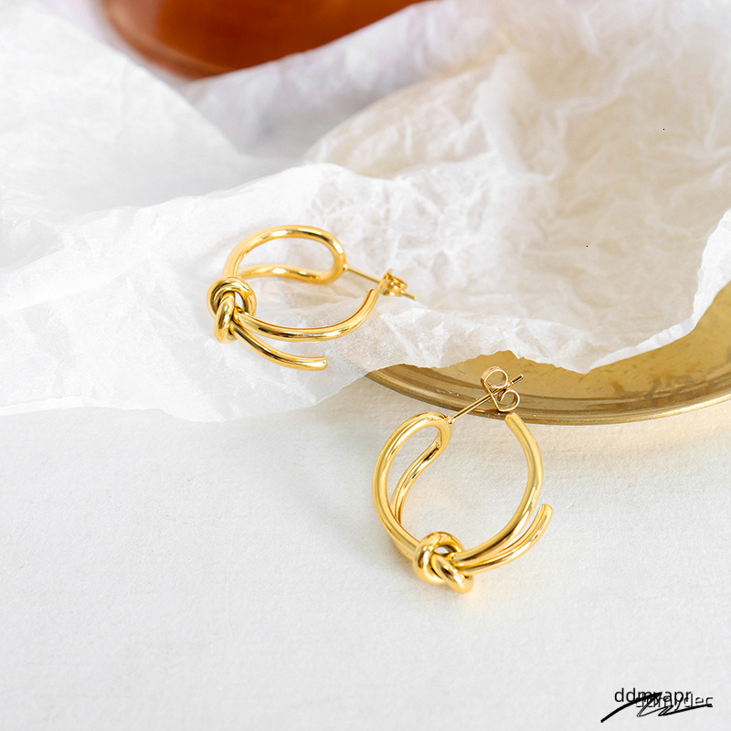 Designer Lady Stainless Steel Gold ddmydec Knot Earrings For Women C-Shaped Light Jewelry Wholesale ddmydec