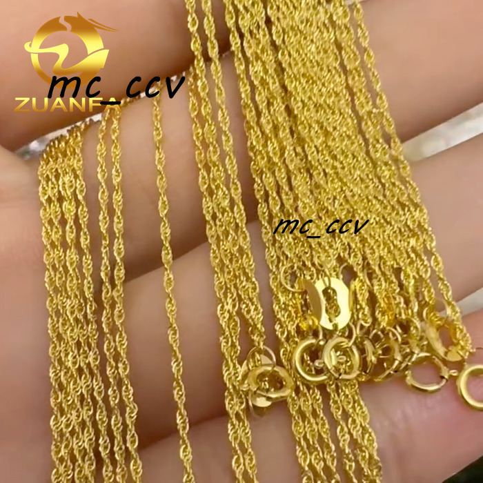 Trendy AU750 18k Solid Real Gold 16mm 18mm 25mm Rope Chain Necklace Link Chain Fashion Jewelry Pure Yellow Gold Rope Chain