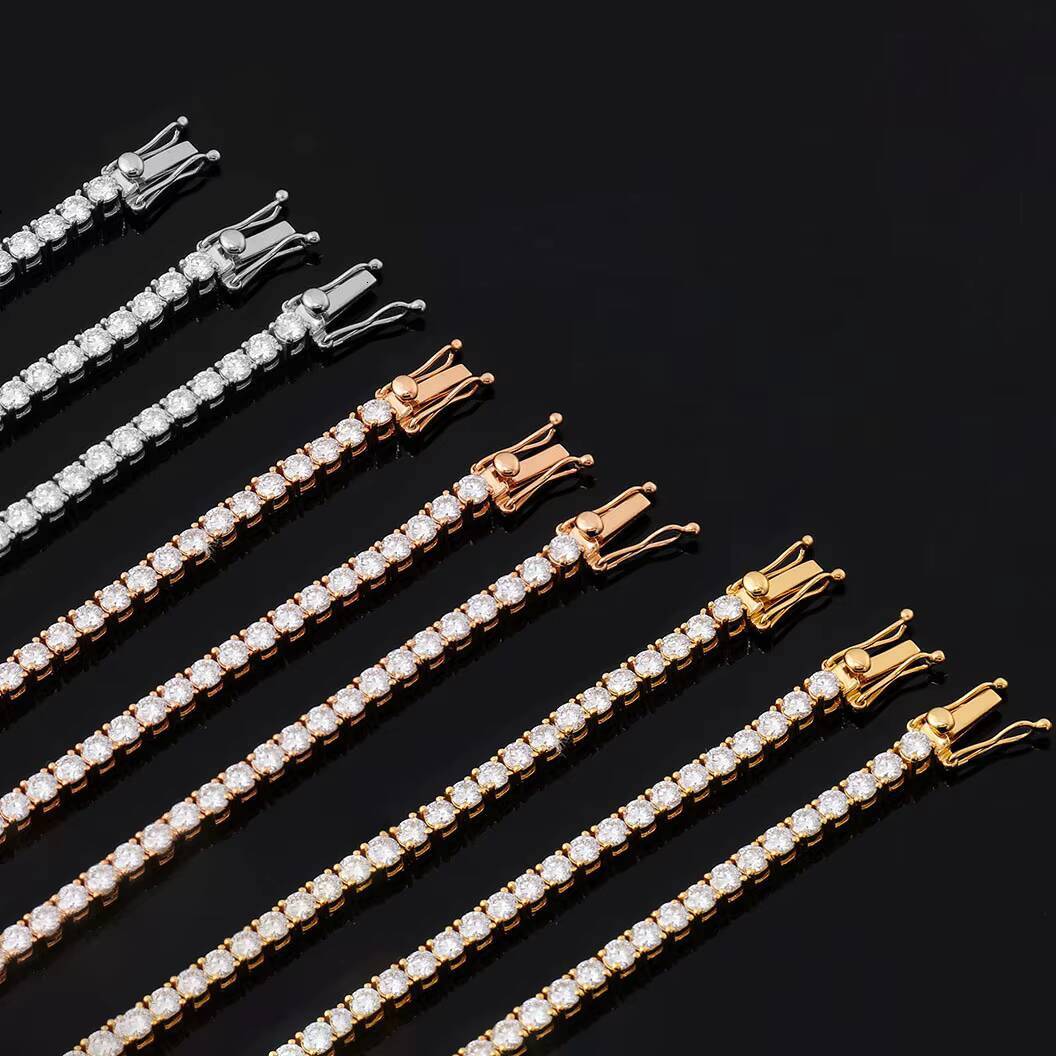 Moissanite Jewelry Round Shape Diamond Tennis Bracelet 925 Silver White Gold Plate Moissanite Chain Tennis Bracelet