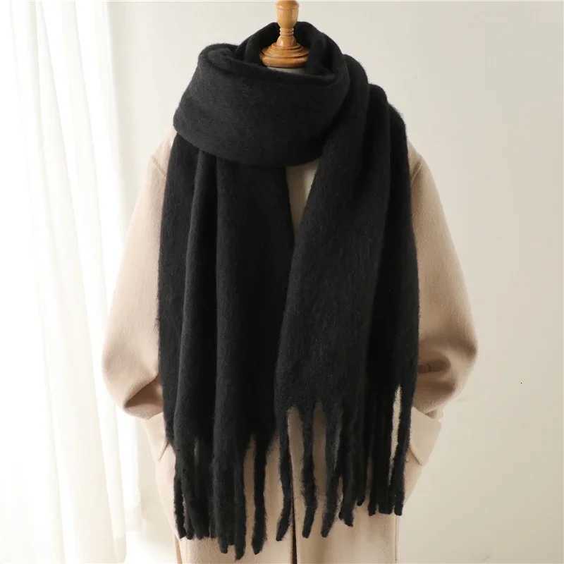 Winter Scarf for Women Cashmere Warm Solid Blanket Wrs Female Thick Soft Bufanda Big Tassel Shl Long Poncho EcharpeXJ250905