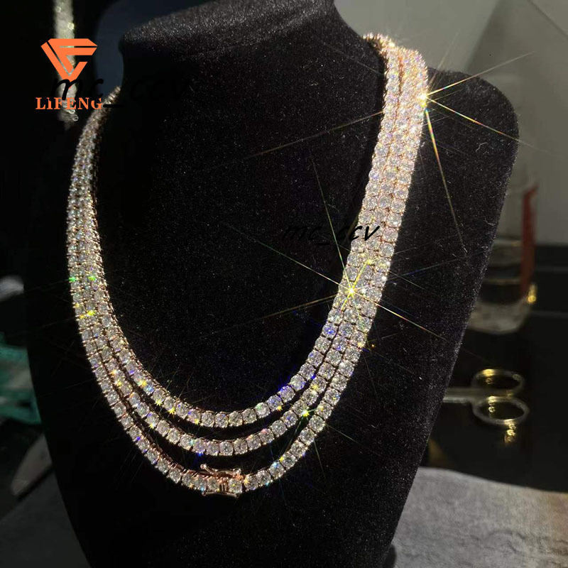 2023 Best Selling Hip Hop Iced Out Jewelry S925 3mm 4mm Loose Synthetic Stone Moissanite Diamond Tennis Necklace