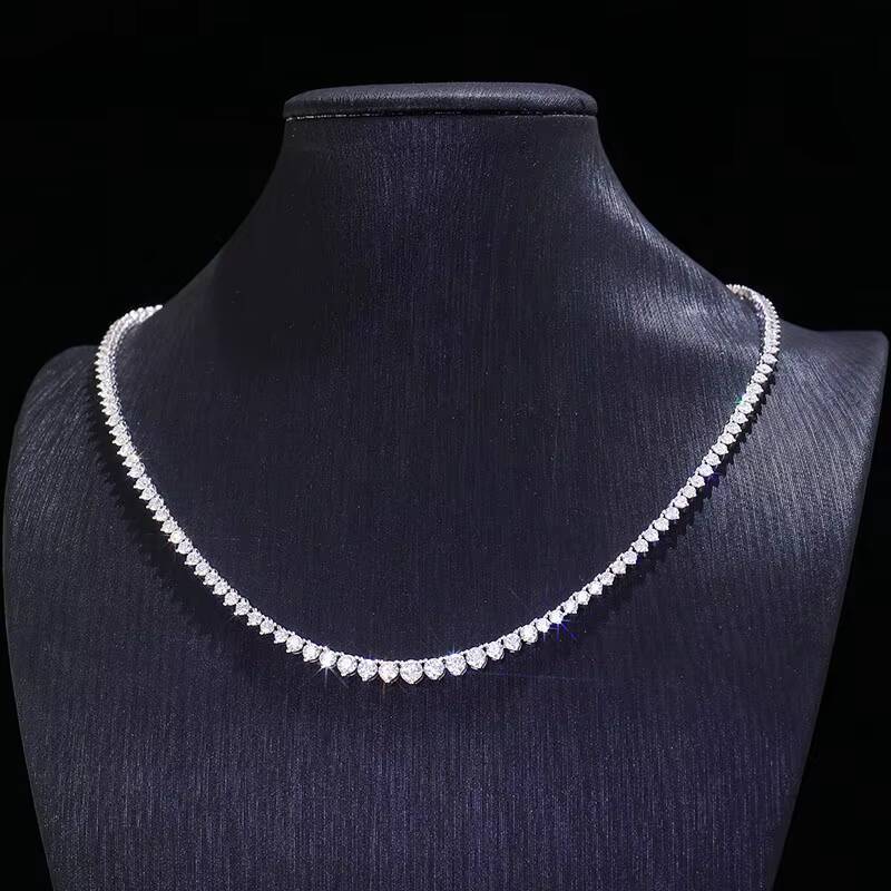 Provence Table Tennis Necklace 925 Silver 2mm 3mm 4mm 5mm Round Colorless Mossinate Diamond Tennis Chain Fashion Necklace