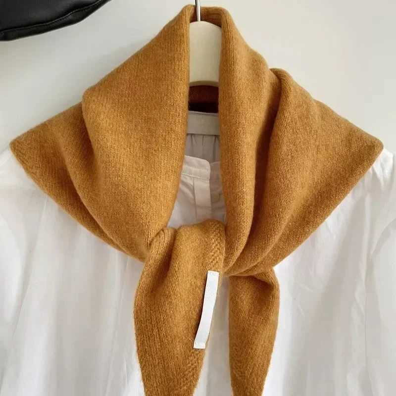 British Korean Style Niche Wool Knitted Triangular Scarf Women Headscarf Knitted Scarf Multifunctional Warm Knitted ScarfXJ250905