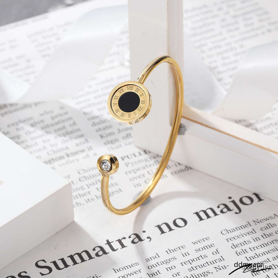 Collections Hot Selling Roman Numerals Inlaid Agate Shell Rotatable Stainless ddmydec Bracelet For Women Rose Gold Titanium Steel Bangle ddmydec
