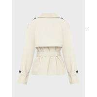 Trendy Solid Color Notch Lapel Double Breasted Long Sleeve Trench Coat
