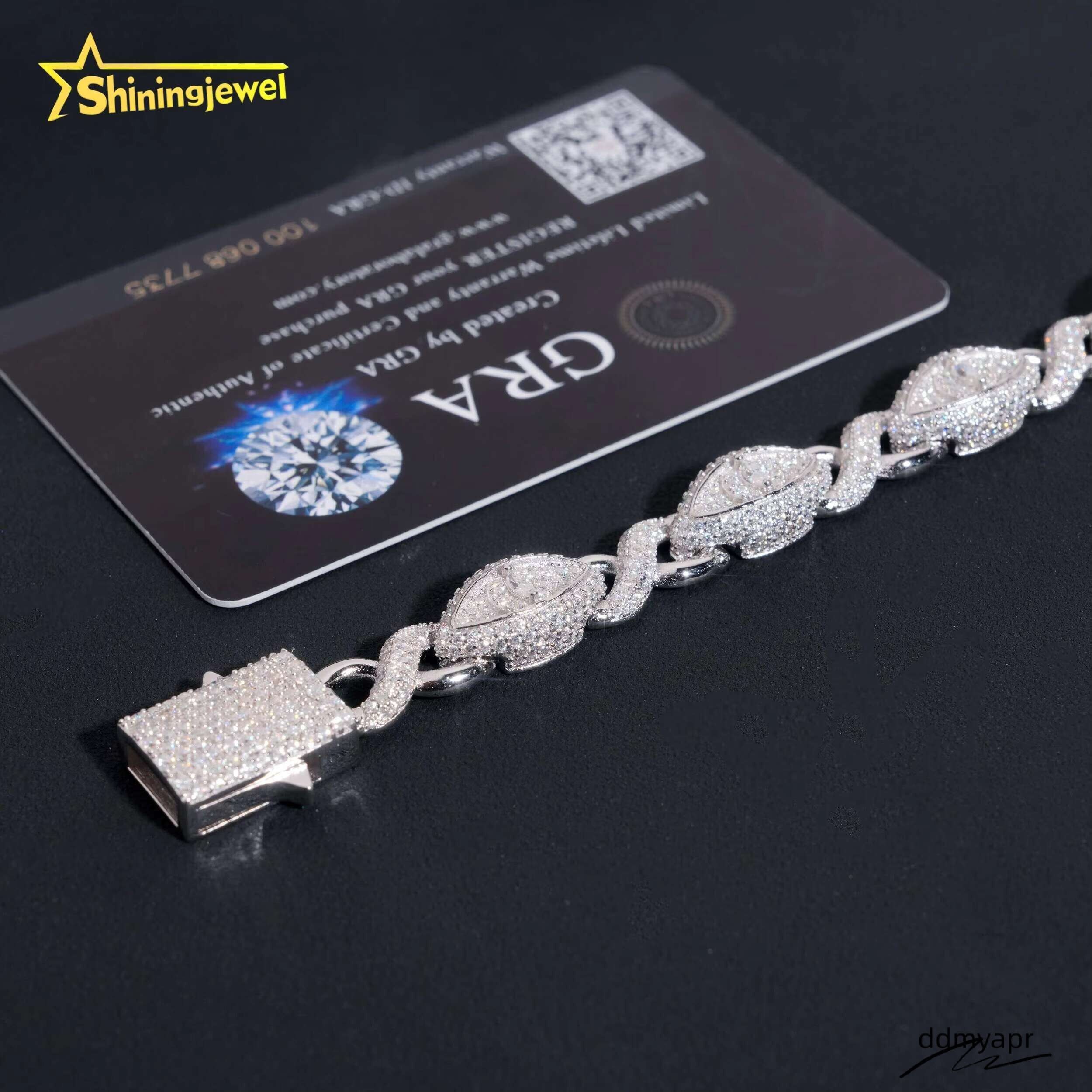 Moissanite Cuff Bracelet For Unisex Fashion Dia Cut Cuban Chain Iced ddmyday Out Sier Hip Hop Jewelry