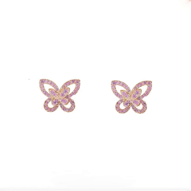 DH collections: New S925 Silver Fashionable Butterfly Full - diamond Stud Earrings for Women