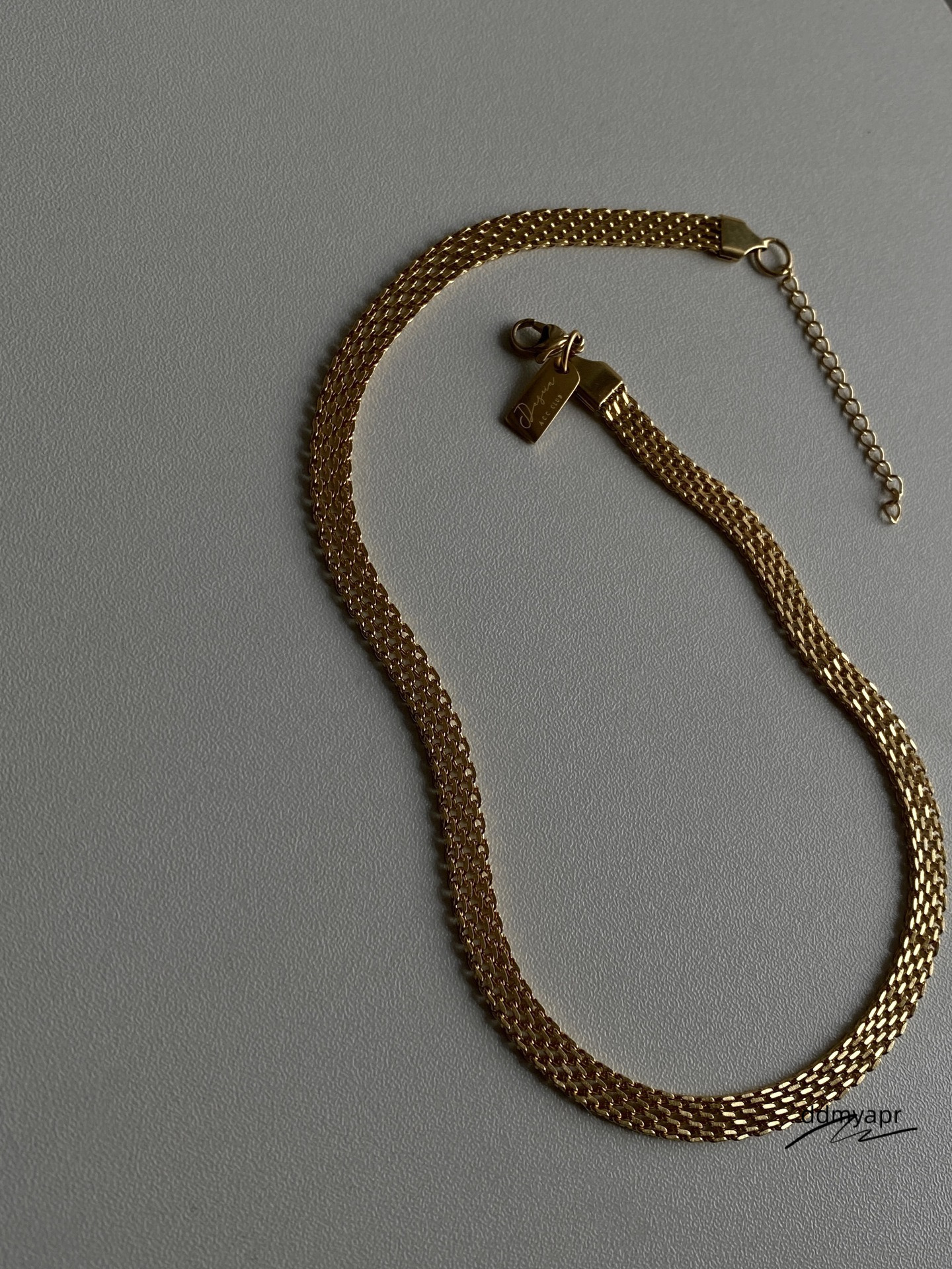 Ins Niche Gold-Plated Green ddmyday Zircon Braided Collarbone Choker Necklace 250710 ddmyday ddmyday