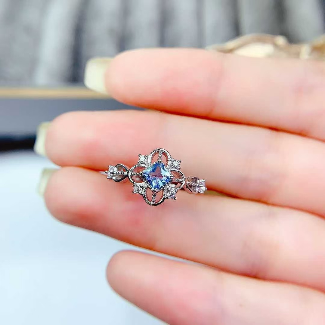 Real 925 silver topaz ring natural topaz with certificate 18K gold plated sterling silver gemstone ring