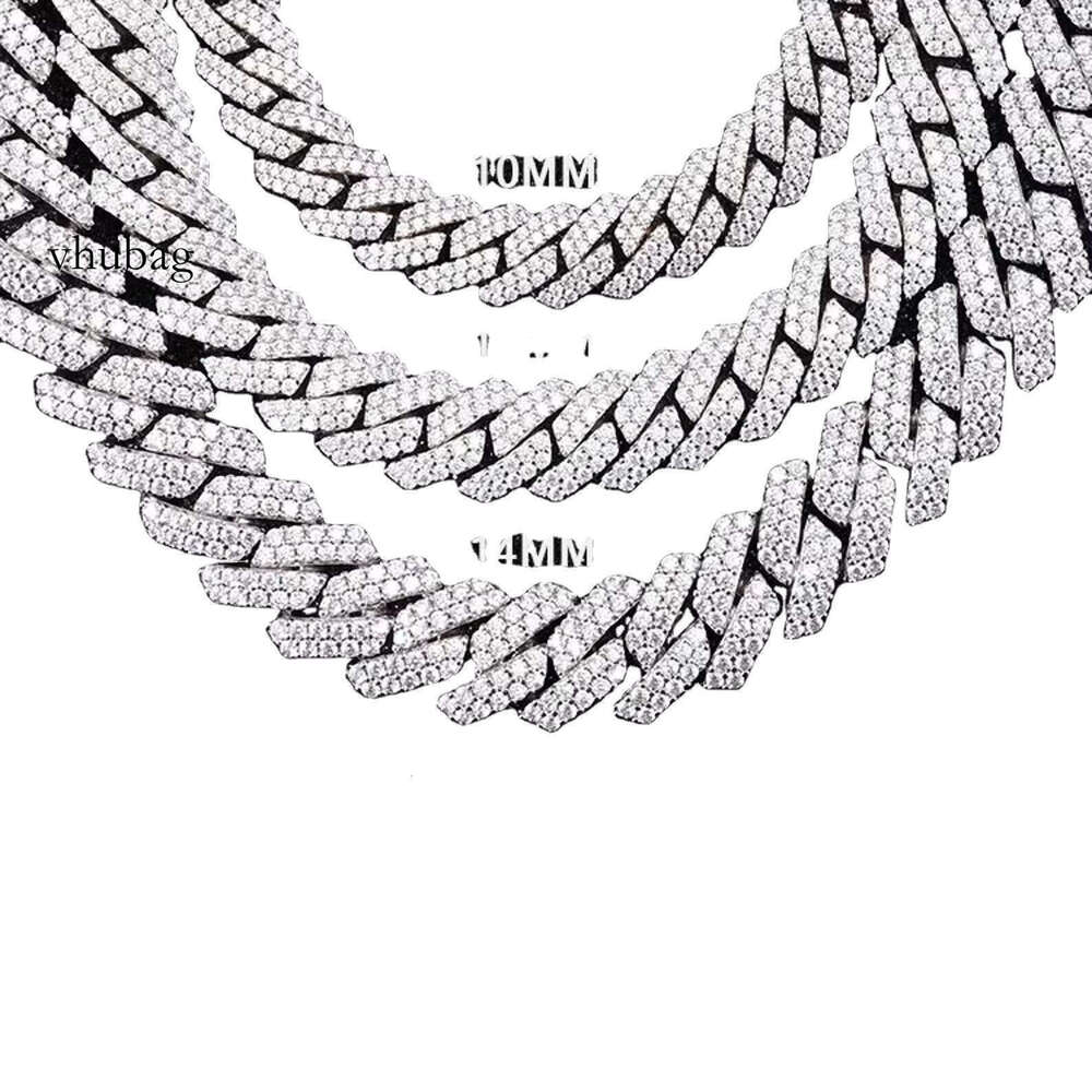 Manufacture Personalized Hip Hop Moissanite 10Mm S Sier Cuban Chain for Rapper