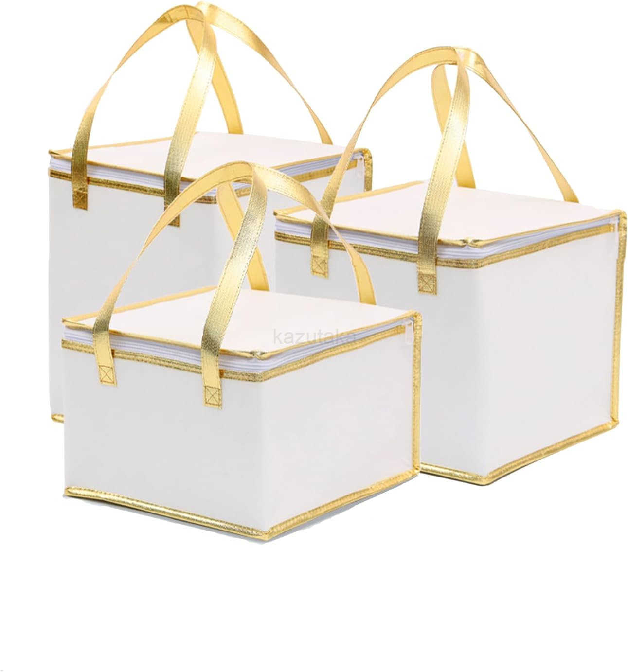 2Pack 118118138 Same Size Reusable Insulated Zipper Aluminum Foil Tote Bag Suit for Picnic Cake Fruit Drink Refrigeration Also for Delivery of Takeawa