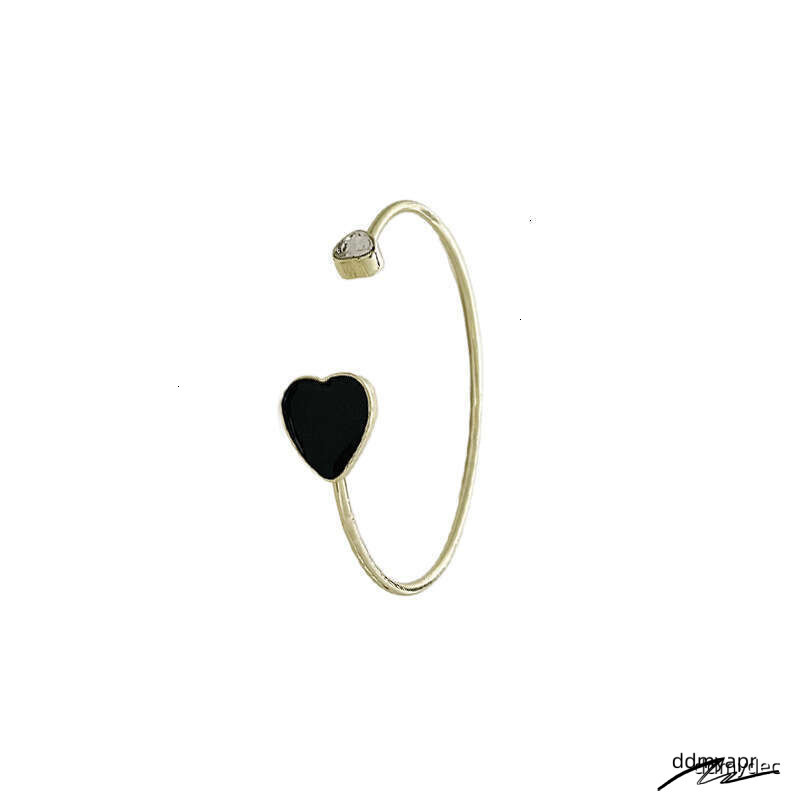 Collections Adjustable Heart Bracelet ddmydec - Trendy Korean-Style Cuff Bangle With Crystal Accents For Women (Red/Black, 8.4G Lightweight) ddmydec