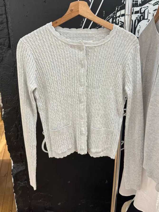 Pockets Twist Flower Knitted Sweater Cardigan ONeck Single Breasted Long Sleeve Slim Sweaters Vintage Streetwear Gray Crop Tops Z250905