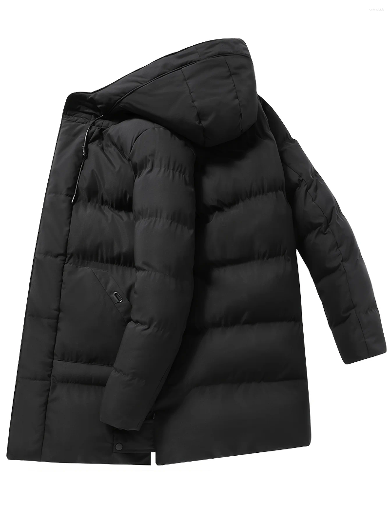 Men's Jackets Heavyweight Winter Coat Windproof Cold Weather Jacket With Full-Length Zipper Hooded Long Formality Large Front Pockets