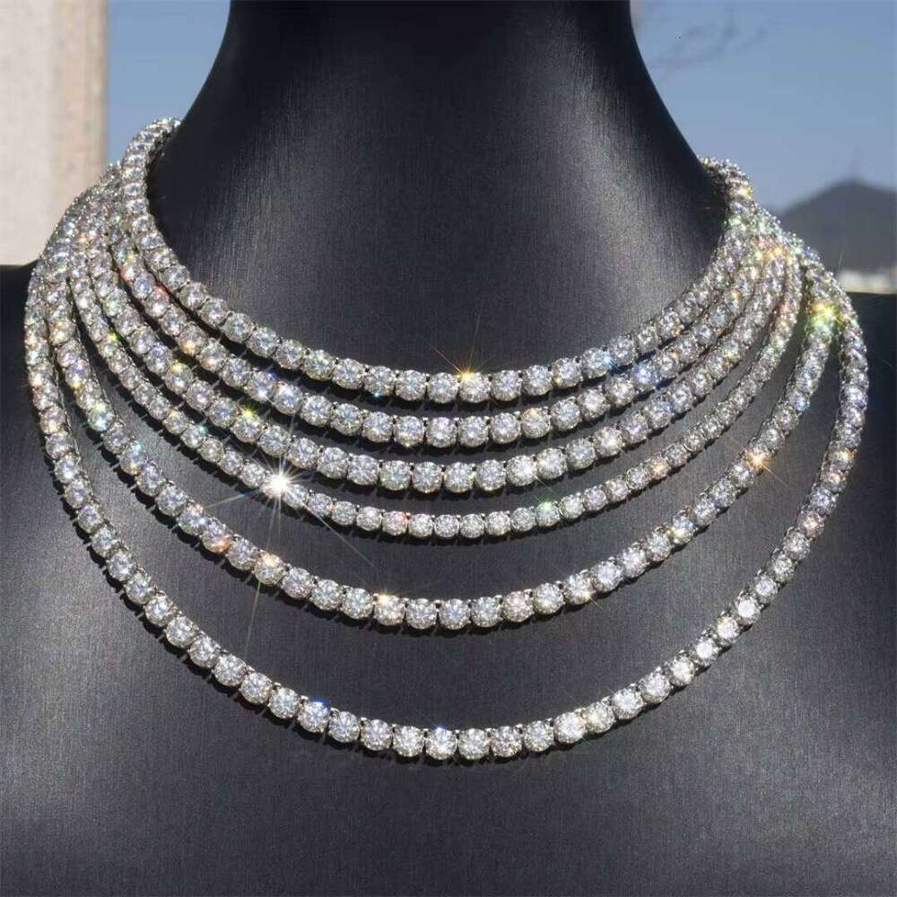 Factory Direct Sales 10K Solid Gold Plated VVS Moissanite CZ Chain 3mm Necklace for Men Women Fine Jewelry