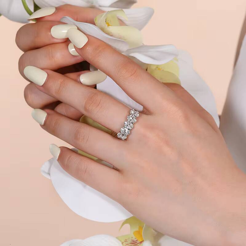 VOAINO 18K 14K 9K Solid Gold 30 Points Luxury Fashion Jewelry CVD VVS Full Lab Grown Eternity Diamond Hand Band Ring