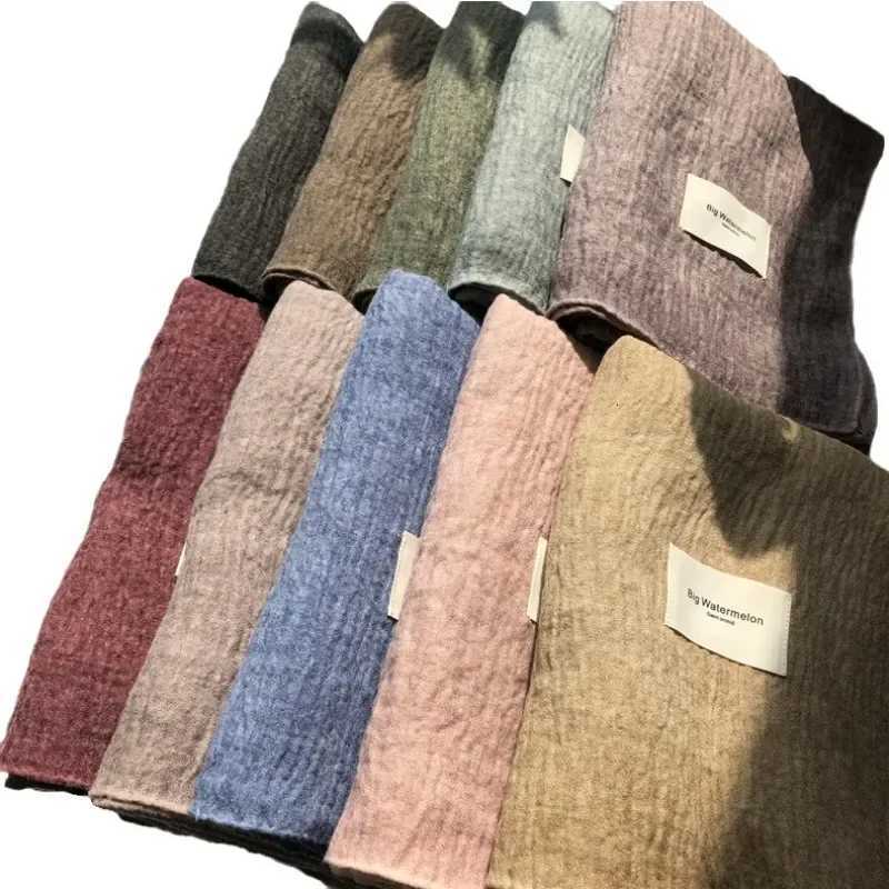 Super Soft and Plain Cotton and Linen Scarf for Women in Autumn and Winter Thin and Artistic Style Retro Warm Shl Solid ColorXJ250905