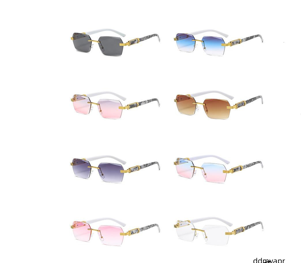 Designer For Women Men Gradient Square ddmydec Frameless Marble Sunglasses Polarized Goggle Pilot Frame Oversized Uv400 Eyewear Sk8201